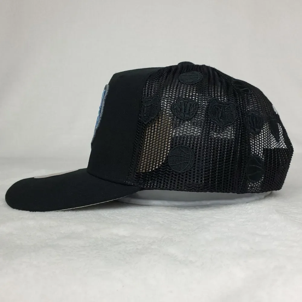 Memphis Grizzlies Mitchell & Ness Trucker Snapback Hat Cap 3D Logo Black‎ NWT
